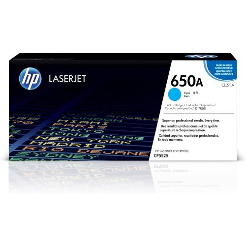 에이치피 Original HP 650A Cyan Toner Cartridge Works with HP Color LaserJet Enterprise CP5525 Series CE271A