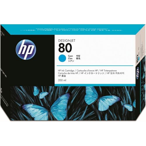 에이치피 HP 80 Cyan DesignJet Original Ink Cartridge, 350-ml (C4846A)