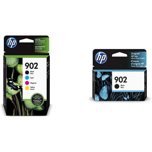 에이치피 HP 902 Black, Cyan, Magenta & Yellow Ink Cartridges, 4 Cartridges (T6L98AN, T6L86AN, T6L90AN, T6L94AN) & 902 Black Ink Cartridge (T6L98AN)