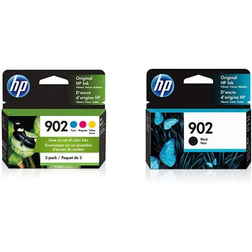 에이치피 HP 902 3 Ink Cartridges Cyan, Magenta, Yellow T6L86AN, T6L90AN, T6L94AN (T0A38AN#140) & 902 Ink Cartridge Black T6L98AN