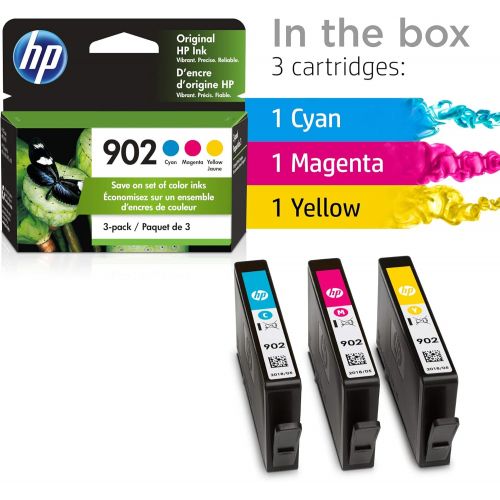 에이치피 HP 902 3 Ink Cartridges Cyan, Magenta, Yellow T6L86AN, T6L90AN, T6L94AN (T0A38AN#140) & 902 Ink Cartridge Black T6L98AN