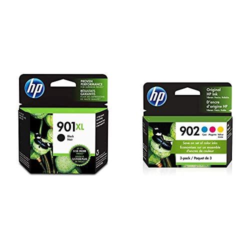 에이치피 HP 901XL Ink Cartridge Black CC654AN & 902 3 Ink Cartridges Cyan, Magenta, Yellow T6L86AN, T6L90AN, T6L94AN (T0A38AN#140)