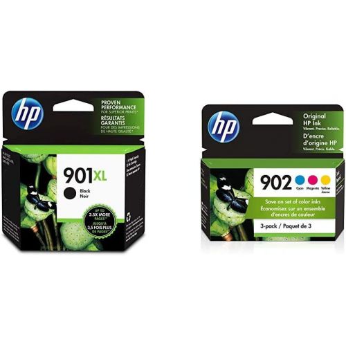 에이치피 HP 901XL Ink Cartridge Black CC654AN & 902 3 Ink Cartridges Cyan, Magenta, Yellow T6L86AN, T6L90AN, T6L94AN (T0A38AN#140)