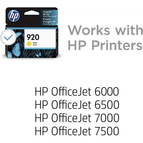 에이치피 HP 920 Ink Cartridge Yellow Works with HP OfficeJet 6000, 6500, 7000, 7500 CH636AN