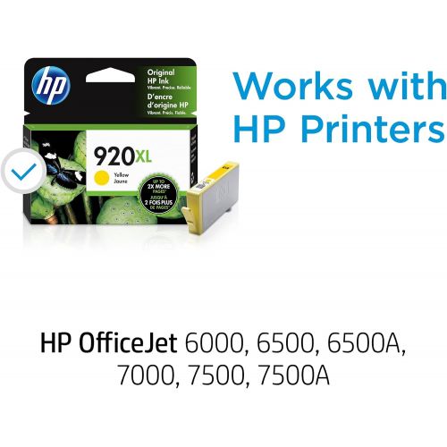 에이치피 Original HP 920XL Yellow High-yield Ink Cartridge Works with HP OfficeJet 6000, 6500, 7000, 7500 Series CD974AN