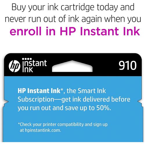 에이치피 Original HP 910 Yellow Ink Cartridge Works with HP OfficeJet 8010, 8020 Series, HP OfficeJet Pro 8020, 8030 Series Eligible for Instant Ink 3YL60AN