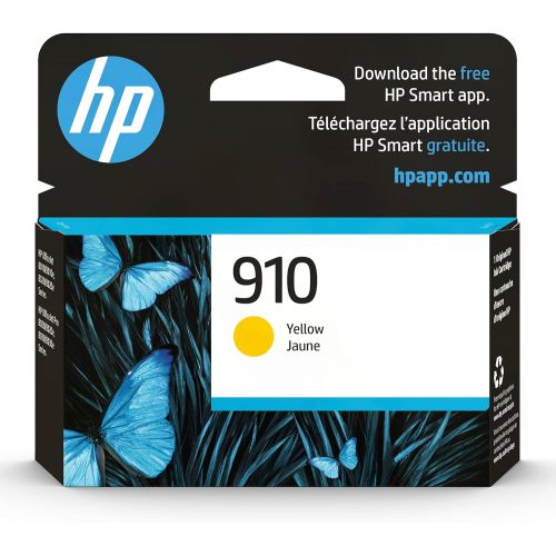 에이치피 Original HP 910 Yellow Ink Cartridge Works with HP OfficeJet 8010, 8020 Series, HP OfficeJet Pro 8020, 8030 Series Eligible for Instant Ink 3YL60AN