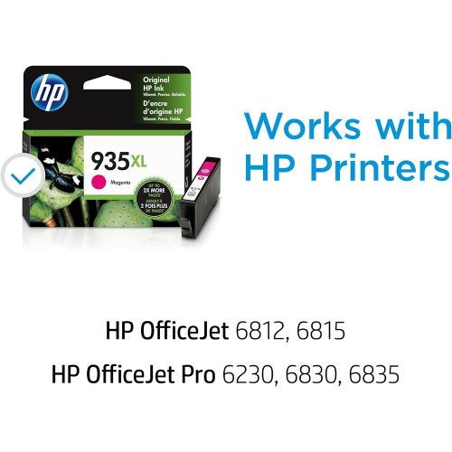 에이치피 Original HP 935XL Magenta High-yield Ink Cartridge Works with HP OfficeJet 6810; OfficeJet Pro 6230, 6830 Series C2P25AN