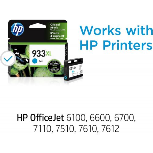 에이치피 Original HP 933XL Cyan High-yield Ink Cartridge Works with HP OfficeJet 6100, 6600, 6700, 7110, 7510, 7610 Series CN054AN