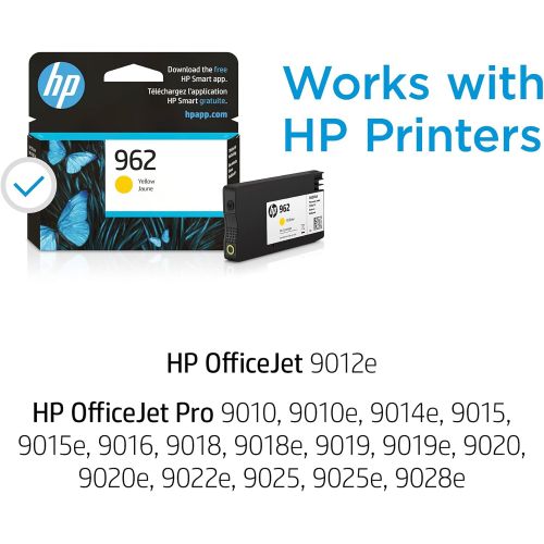 에이치피 Original HP 962 Yellow Ink Cartridge Works with HP OfficeJet 9010 Series, HP OfficeJet Pro 9010, 9020 Series Eligible for Instant Ink 3HZ98AN