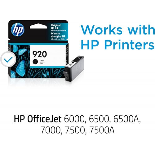 에이치피 Original HP 920 Black Ink Cartridge Works with HP OfficeJet 6000, 6500, 7000, 7500 Series CD971AN