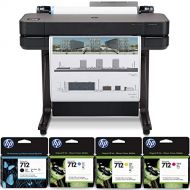 HP DesignJet T630 Large Format Printer, 24 Color Inkjet Plotter, Wireless, Bundle 712 29ml Cyan 712 29ml Magenta 712 29ml Yellow 712 38ml Black Ink Cartridges