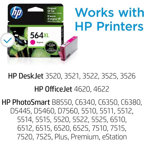 에이치피 Original HP 564XL Magenta High-yield Ink Works with DeskJet 3500; OfficeJet 4620; PhotoSmart B8550, C6300, D5400, D7560, 5510, 5520, 6510, 6520, 7510, 7520, Plus, Premium, eStation