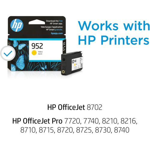 에이치피 Original HP 952 Yellow Ink Cartridge Works with HP OfficeJet 8702, HP OfficeJet Pro 7720, 7740, 8210, 8710, 8720, 8730, 8740 Series Eligible for Instant Ink L0S55AN