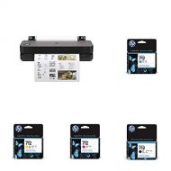 HP DesignJet T230 Large Format Compact Wireless Plotter Printer - 24 (5HB07A), with Standard Genuine Ink Cartridges (4 Inks) - Bundle