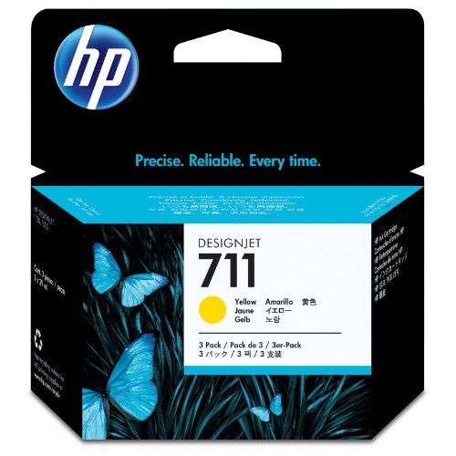 에이치피 HP 711 3-pack 29-ml Yellow Designjet Ink Cartridge (CZ136A) for HP Designjet T120 24-in Printer HP Designjet T520 24-in Printer HP Designjet T520 36-in PrinterHP Designjet printhea