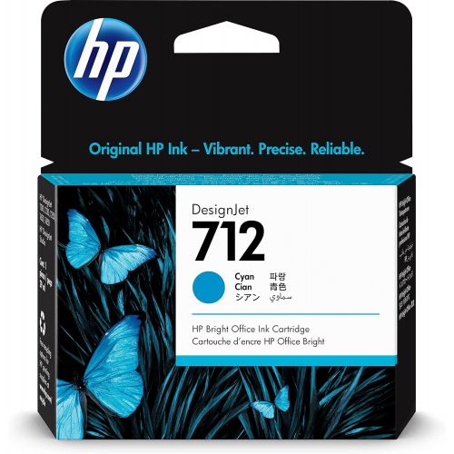 에이치피 HP 712 Cyan 29-ml Genuine Ink Cartridge (3ED67A) for DesignJet T650, T630, T230, T210 & Studio Plotter Printers