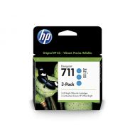 HP 711 Cyan 29-ml 3-Pack Genuine Ink Cartridges (CZ134A) for DesignJet T530, T525, T520, T130, T125, T120 & T100 Large Format Plotter Printers