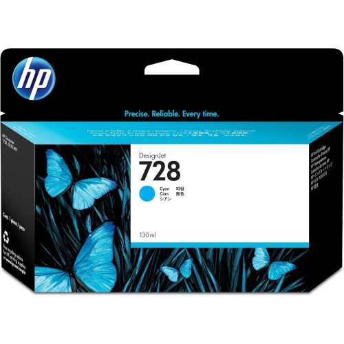 에이치피 HP 728 Cyan 130-ml Genuine Ink Cartridge (F9J67A) for DesignJet T830 MFP & T730 Large Format Plotter Printers