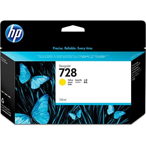 에이치피 HP 728 Yellow 130-ml Genuine Ink Cartridge (F9J65A) for DesignJet T830 MFP & T730 Large Format Plotter Printers