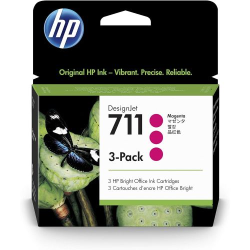 에이치피 HP 711 Magenta 29-ml 3-Pack Genuine Ink Cartridges (CZ135A) for DesignJet T530, T525, T520, T130, T125, T120 & T100 Large Format Plotter Printers