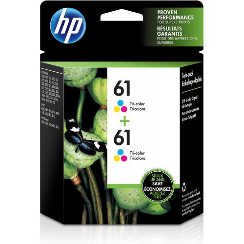 에이치피 HP 61 2 Ink Cartridges Tri-color Works with HP DeskJet 1000 1500 2050 2500 3000 3500 Series, HP ENVY 4500 5500 Series, HP OfficeJet 2600 4600 Series CH562WN