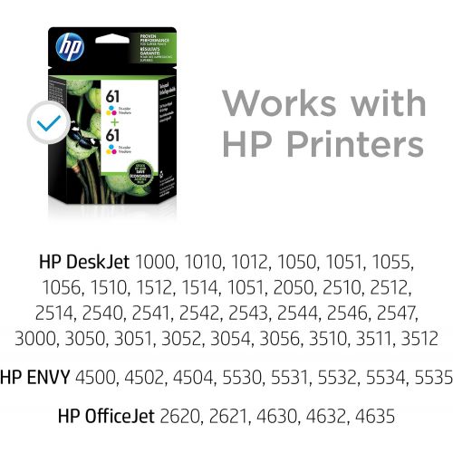 에이치피 HP 61 2 Ink Cartridges Tri-color Works with HP DeskJet 1000 1500 2050 2500 3000 3500 Series, HP ENVY 4500 5500 Series, HP OfficeJet 2600 4600 Series CH562WN