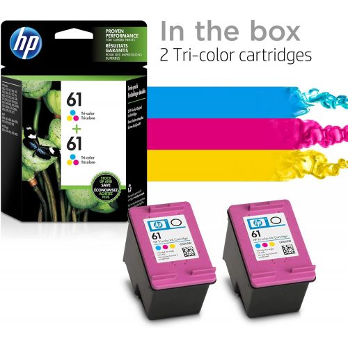 에이치피 HP 61 2 Ink Cartridges Tri-color Works with HP DeskJet 1000 1500 2050 2500 3000 3500 Series, HP ENVY 4500 5500 Series, HP OfficeJet 2600 4600 Series CH562WN