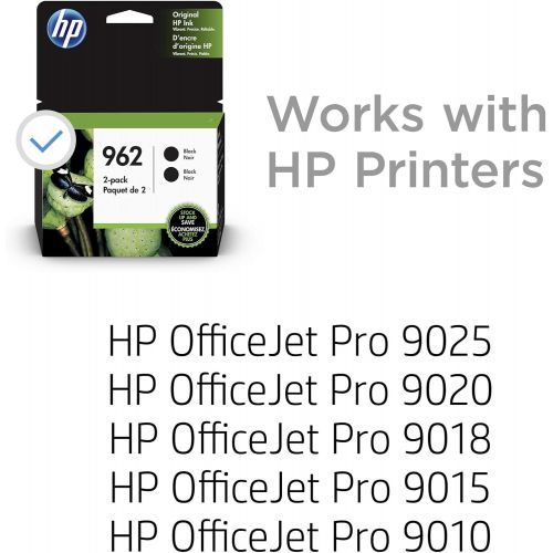 에이치피 HP 962 2 Ink Cartridges Black Works with HP OfficeJet Pro 9000 Series 3JB33AN