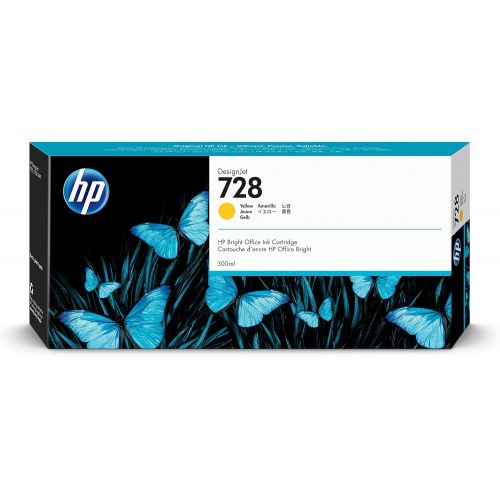 에이치피 HP 728 Yellow 300-ml Genuine Ink Cartridge (F9K15A) for DesignJet T830 MFP & T730 Large Format Plotter Printers