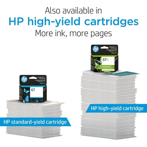 에이치피 Original HP 67 Black Ink Cartridge Works with HP DeskJet 1255, 2700, 4100 Series, HP ENVY 6000, 6400 Series Eligible for Instant Ink 3YM56AN