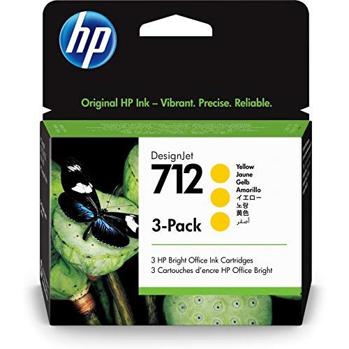에이치피 HP 712 Yellow 29-ml 3-Pack Genuine Ink Cartridges (3ED79A) for DesignJet T650, T630, T230, T210 & Studio Plotter Printers
