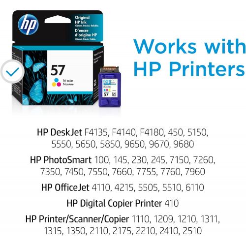 에이치피 Original HP 57 Tri-color Ink Cartridge Works with DeskJet F4100, 450, 5000, 9600; PhotoSmart 100, 200, 7000; OfficeJet 4000, 5500, 6110; Digital Copier Printer 410; PSC 1000, 2000