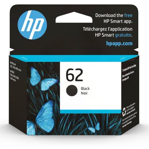 에이치피 Original HP 62 Black Ink Cartridge Works with HP ENVY 5540, 5640, 5660, 7640 Series, HP OfficeJet 5740, 8040 Series, HP OfficeJet Mobile 200, 250 Series Eligible for Instant Ink C2