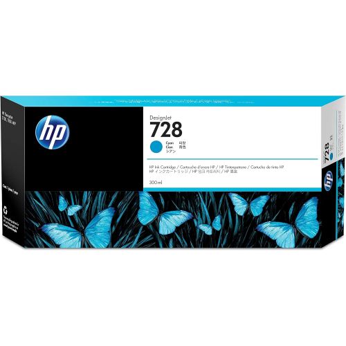 에이치피 HP 728 Cyan 300-ml Genuine Ink Cartridge (F9K17A) for DesignJet T830 MFP & T730 Large Format Plotter Printers