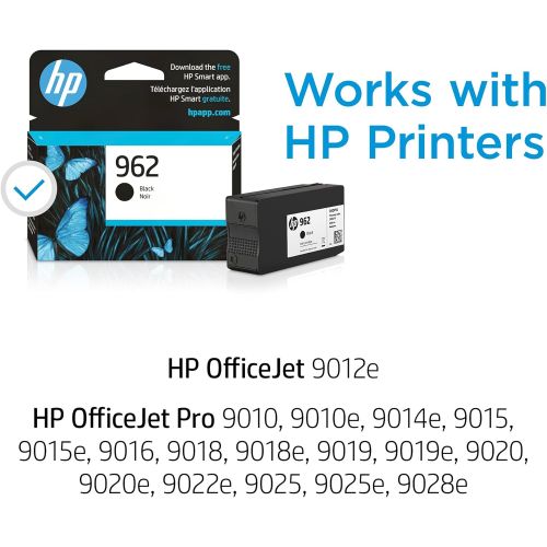 에이치피 Original HP 962 Black Ink Cartridge Works with HP OfficeJet 9010 Series, HP OfficeJet Pro 9010, 9020 Series Eligible for Instant Ink 3HZ99AN