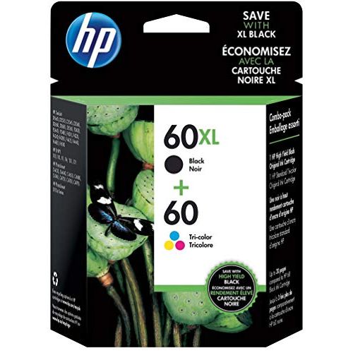 에이치피 HP 60 / 60Xl (N9h59fn) Ink Cartridges (Tri-Color/Black) 2-Pack in Retail Packaging