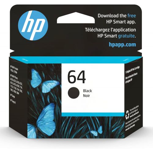 에이치피 Original HP 64 Black Ink Cartridge Works with HP ENVY Inspire 7950e; ENVY Photo 6200, 7100, 7800; Tango Series Eligible for Instant Ink N9J90AN