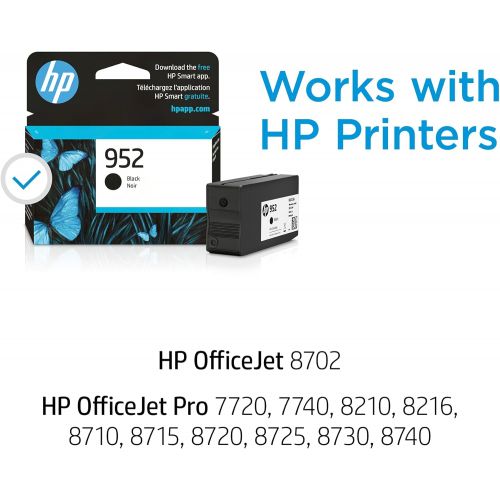 에이치피 Original HP 952 Black Ink Cartridge Works with HP OfficeJet 8702, HP OfficeJet Pro 7720, 7740, 8210, 8710, 8720, 8730, 8740 Series Eligible for Instant Ink F6U15AN