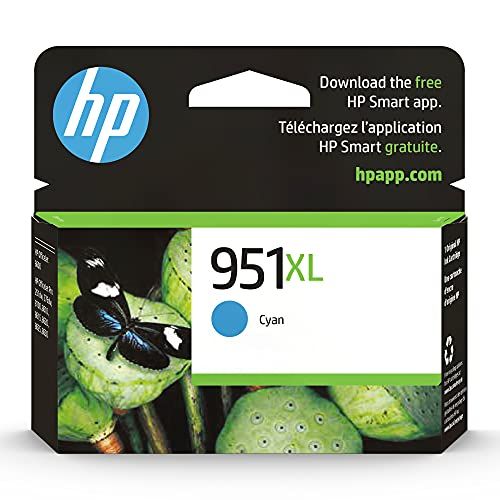 에이치피 Original HP 951XL Cyan High-yield Ink Cartridge Works with HP OfficeJet 8600, HP OfficeJet Pro 251dw, 276dw, 8100, 8610, 8620, 8630 Series Eligible for Instant Ink CN046AN