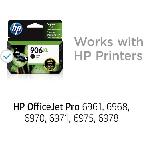 에이치피 Original HP 906XL Black High-yield Ink Cartridge Works with HP OfficeJet 6960 Series, HP OfficeJet Pro 6960, 6970 Series Eligible for Instant Ink T6M18AN