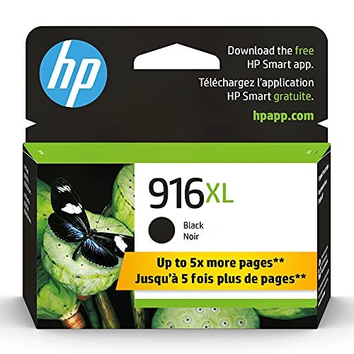 에이치피 Original HP 916XL Black High-yield Ink Cartridge Works with HP OfficeJet 8020 Series, HP OfficeJet Pro 8020, 8030 Series Eligible for Instant Ink 3YL66AN