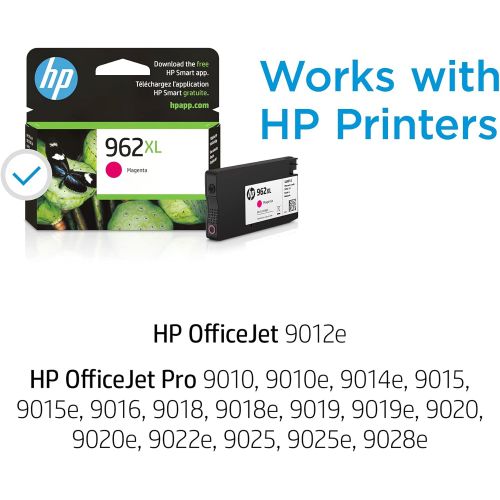 에이치피 Original HP 962XL Magenta High-yield Ink Cartridge Works with HP OfficeJet 9010 Series, HP OfficeJet Pro 9010, 9020 Series Eligible for Instant Ink 3JA01AN