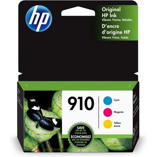 에이치피 HP 910 3 Ink Cartridges Cyan, Magenta, Yellow 3YL58AN, 3YL59AN, 3YL60AN & 910XL Ink Cartridge Black 3YL65AN