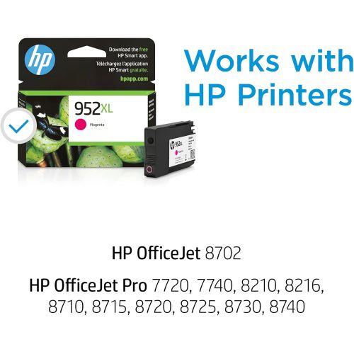 에이치피 Original HP 952XL Magenta High-yield Ink Cartridge Works with HP OfficeJet 8702, HP OfficeJet Pro 7720, 7740, 8210, 8710, 8720, 8730, 8740 Series Eligible for Instant Ink L0S64AN