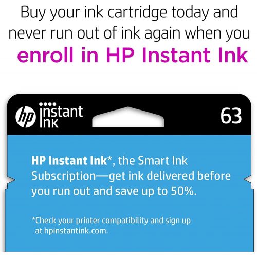 에이치피 Original HP 63 Tri-color Ink Cartridge Works with HP DeskJet 1112, 2130, 3630 Series; HP ENVY 4510, 4520 Series; HP OfficeJet 3830, 4650, 5200 Series Eligible for Instant Ink F6U61