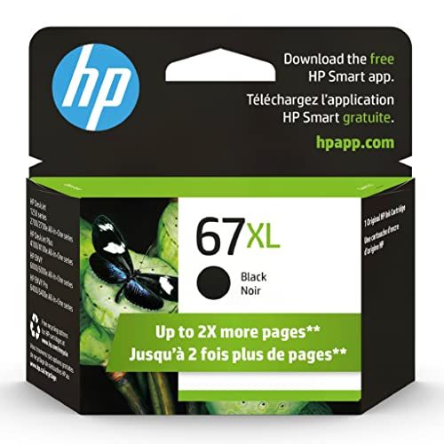 에이치피 Original HP 67XL Black High-yield Ink Cartridge Works with HP DeskJet 1255, 2700, 4100 Series, HP ENVY 6000, 6400 Series Eligible for Instant Ink 3YM57AN