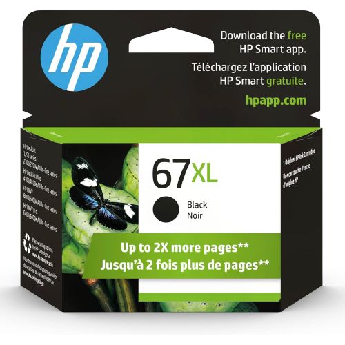 에이치피 Original HP 67XL Black High-yield Ink Cartridge Works with HP DeskJet 1255, 2700, 4100 Series, HP ENVY 6000, 6400 Series Eligible for Instant Ink 3YM57AN