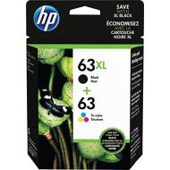 HP 63XL Black High Yield Original Cartridge & 63 Tri-Color Original Ink Cartridge, 2 Pack (L0R48AN)