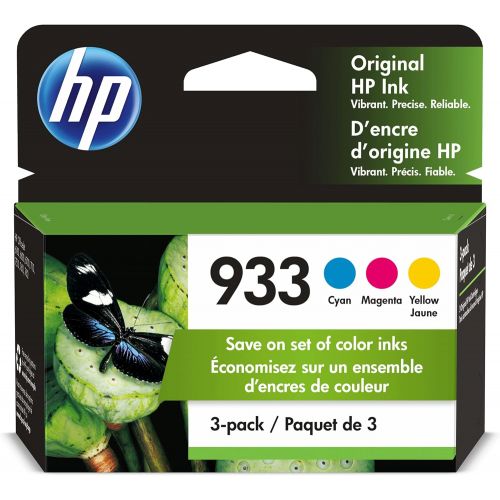 에이치피 Original HP 933 Cyan, Magenta, Yellow Ink Cartridges (3-pack) Works with HP OfficeJet 6100, 6600, 6700, 7110, 7510, 7610 Series N9H56FN